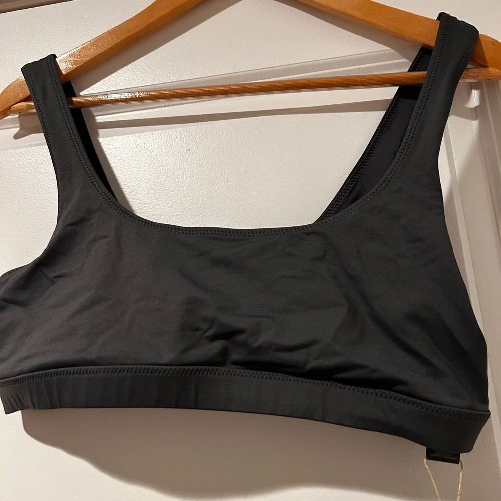 NWT Skims Recycled Swim Tank‎ Bikini Top Women's Large Gunmetal Gray Neutral